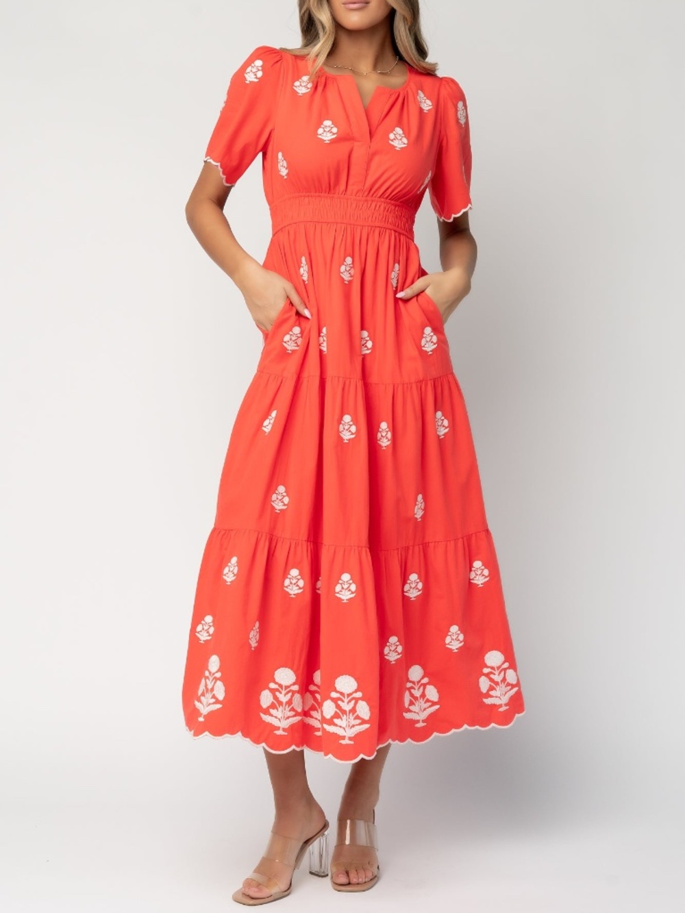Baltic Born Delilah Embroidered Maxi Dress | Red Size LL